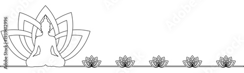 Vector illustration of a meditating buddha in line art style