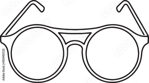 Minimalist black outline of round eyeglasses for fashion, eyewear retail, and vision care design