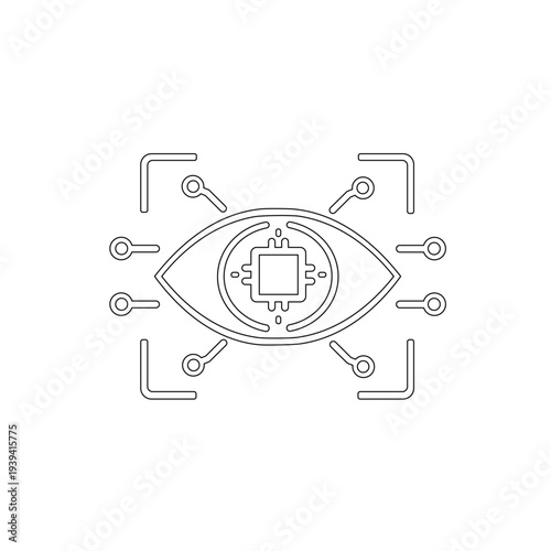 AI Vision Icon – Artificial Intelligence Computer Vision Eye Scan Technology Line Icon