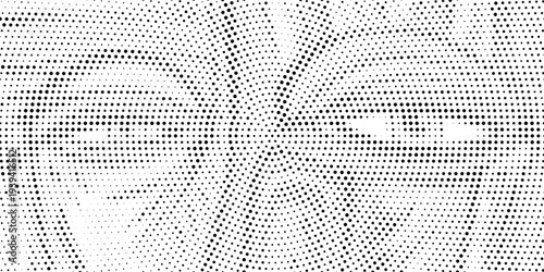 Halftone pattern background with radial effect, round spot shapes, vintage or retro graphic with place for your text. Halftone digital effect.