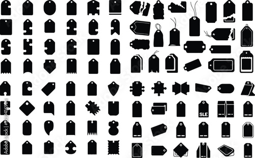 Discount Price Tag Typography Silhouette Icon Pack