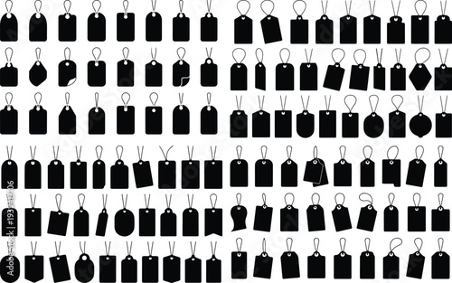 Discount Price Tag Typography Silhouette Icon Pack