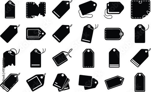 Sale Price Tag Collection Silhouette Icon Set Discount Price Tag Typography Silhouette Icon Pack