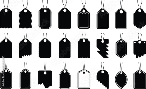 Sale Price Tag Collection Silhouette Icon Set Discount Price Tag Typography Silhouette Icon Pack