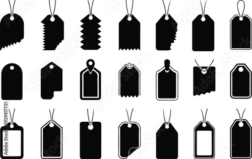 Sale Price Tag Collection Silhouette Icon Set Discount Price Tag Typography Silhouette Icon Pack