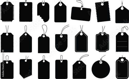 Sale Price Tag Collection Silhouette Icon Set Discount Price Tag Typography Silhouette Icon Pack