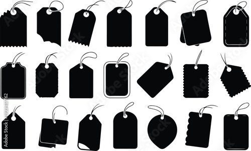 Sale Price Tag Collection Silhouette Icon Set Discount Price Tag Typography Silhouette Icon Pack