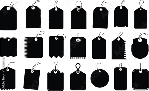 Sale Price Tag Collection Silhouette Icon Set Discount Price Tag Typography Silhouette Icon Pack