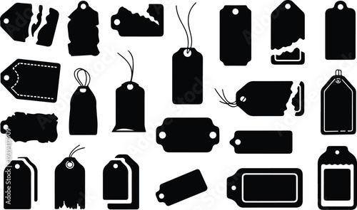 Sale Price Tag Collection Silhouette Icon Set Discount Price Tag Typography Silhouette Icon Pack
