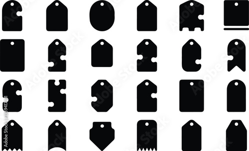 Sale Price Tag Collection Silhouette Icon Set Discount Price Tag Typography Silhouette Icon Pack