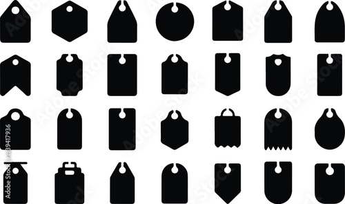 Sale Price Tag Collection Silhouette Icon Set Discount Price Tag Typography Silhouette Icon Pack