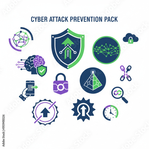 Essential Vector Icon Pack for Cybersecurity Awareness and Data Protection, Showcasing Concepts of Digital Safety and Threat Mitigation Strategies
