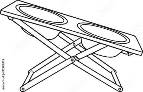 Foldable Elevated Cat Feeding Stand Black and White Line Art