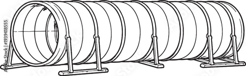 Dog Agility Tunnel Rigid Frame Line Art Vector Illustration
