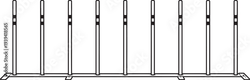 Dog Agility Weave Pole Training Set Line Art Illustration