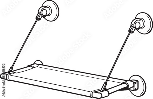 Elevated Cat Window Hammock Bed Line Art Vector Illustration