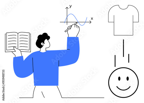 Education concept. Education combining theory, graphs, and creativity promotes innovative thinking. Education symbols for learning, design, creative process, digital tools, and innovation labs