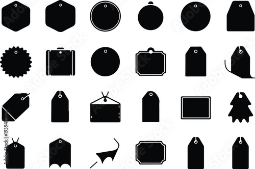 Sale Price Tag Collection Silhouette Icon Set Discount Price Tag Typography Silhouette Icon Pack