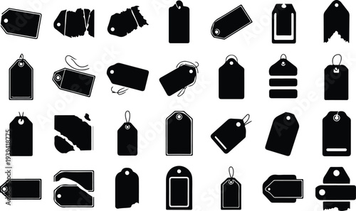 Sale Price Tag Collection Silhouette Icon Set Discount Price Tag Typography Silhouette Icon Pack