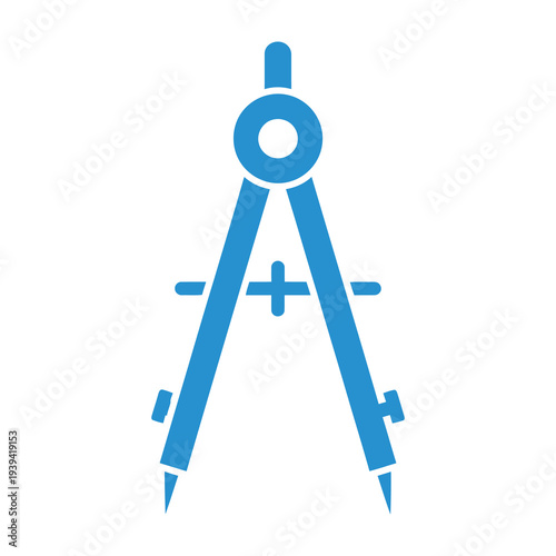 Architectural drawing tool precision compass for geometry and engineering measuring instrument for circles and arcs accurate drafting equipment for design and education blue icon on white background