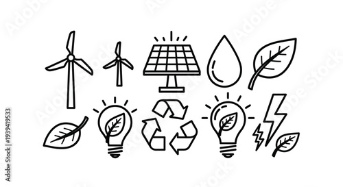 Comprehensive vector set of ecology and nature icons featuring green leaves and environmental symbols for sustainable design