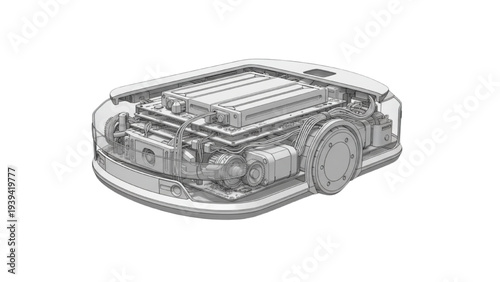 Robot Vacuum Cleaner CAD Technical Diagram, Smart Cleaning Robot Engineering Model Drawing