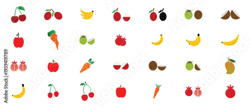 Fruit Icon Set Vector, colorful fruit icon set. Different Fruit Icon set.
