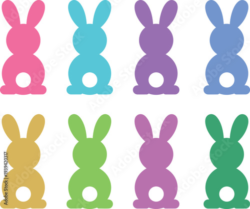 Easter bunny rabbits silhouettes vector illustration, Happy Easter vector design on a white background