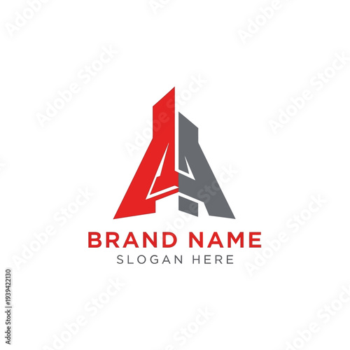 Modern Letter A Logo Design Template with Brand Name and Slogan Placeholder.