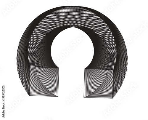 Abstract Black Arched Lines or Tunnel Effect Graphic for Modern Backgrounds
