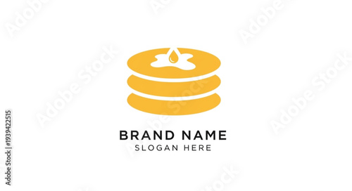 Pancake Stack Logo Design Template with Brand Name and Slogan Placeholder.