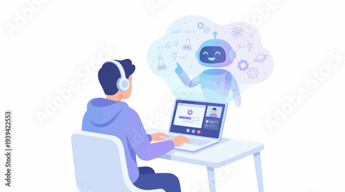 Student leveraging artificial intelligence for interactive online education and technological development