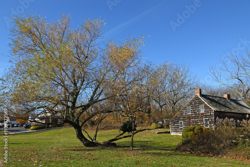 Brewster House, quaint saltbox farmhouse, which sits on knoll on Route 25A alongside Setauket Harbor, was home to six generations of Brewsters. New York, United States