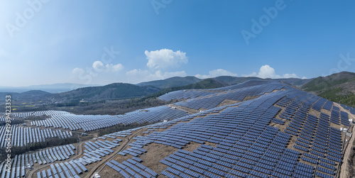 Wallpaper Mural Aerial View of Solar Farm on Rolling Hills Torontodigital.ca