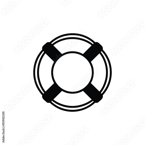 Black lifebuoy on white background life ring rescue safety nautical