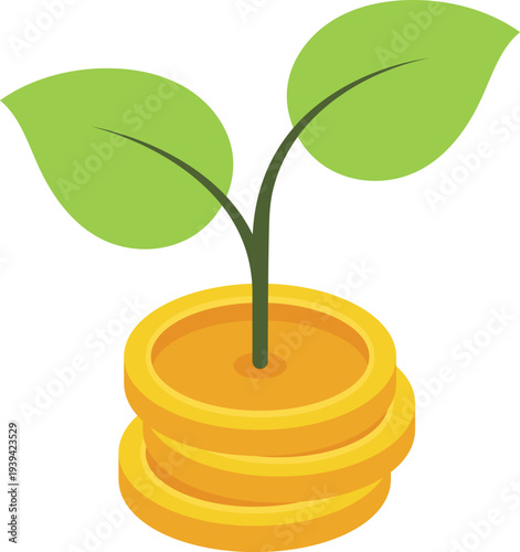 Wealth building illustration with dollar bills and growing money plant vector
