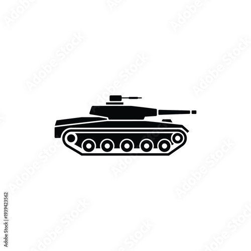 Black silhouette of a military tank vehicle
