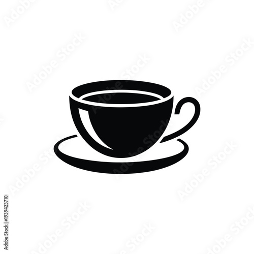 Black tea cup and saucer white background