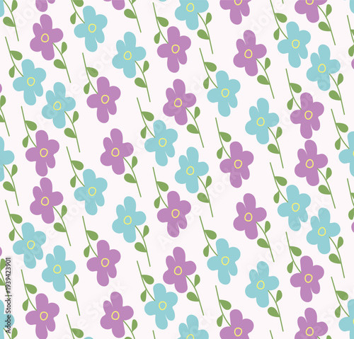 Floral Seamless Pattern with Colorful Hand Drawn Organic Flat Spring Flower Background for Fabric Textile and Wallpaper Design