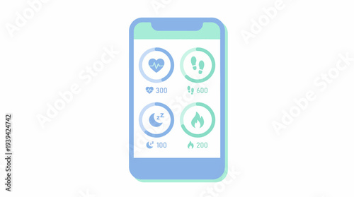 Digital health and fitness tracker application interface on a smartphone screen