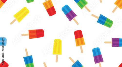 Colorful popsicle food pattern vector seamless background for summer and kids designs