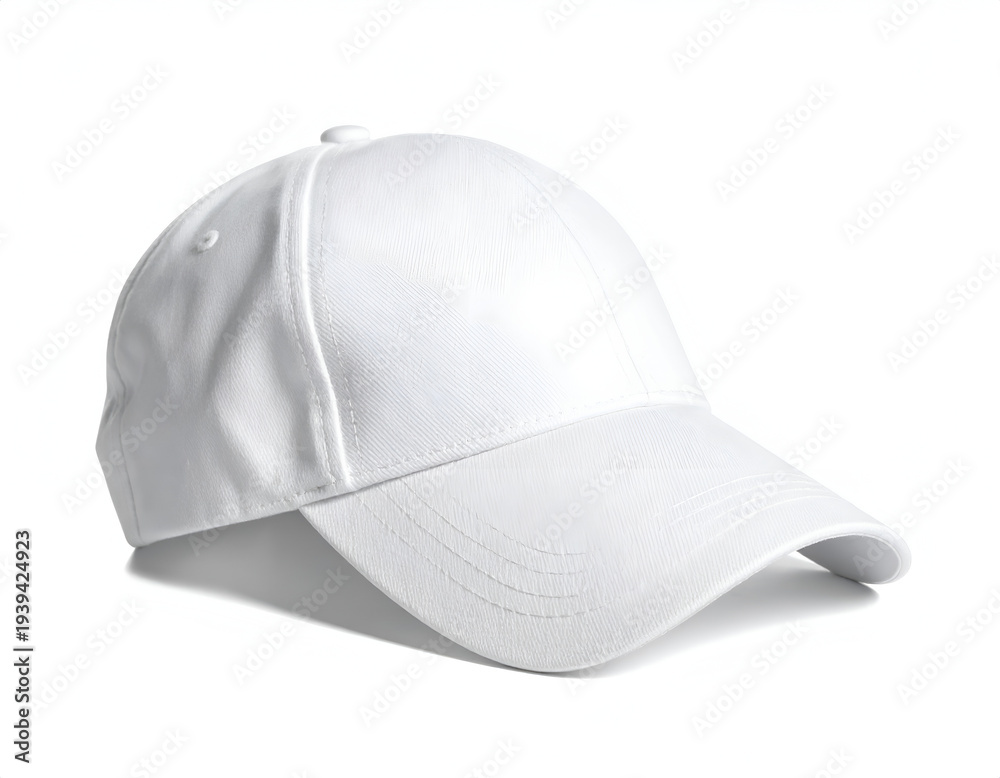 Fototapeta premium A clean, simple, white baseball cap on a white background