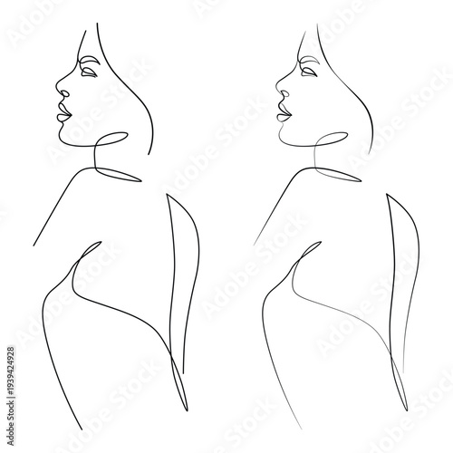 Nose and lip plastic surgery profile vector illustration flat design