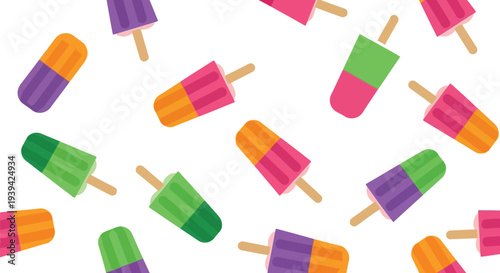 Colorful popsicle vector food pattern seamless summer background for kids and packaging design