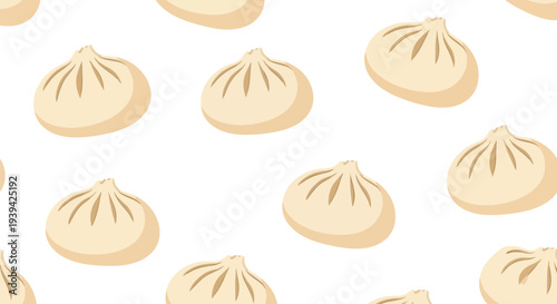 Seamless Dumpling Food Pattern Vector – Asian Cuisine Repeat Background for Packaging and Decor
