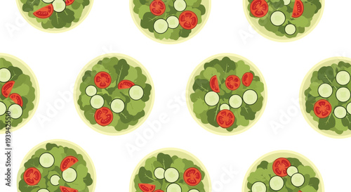 Fresh vegetable salad vector food pattern seamless background for healthy eating designs
