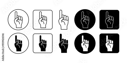 Finger Pointing Up Hand Gesture Icon Set Outline And Solid Style Direction Indicator Symbol