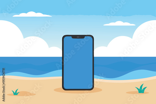 Smartphone on a Beach Illustration