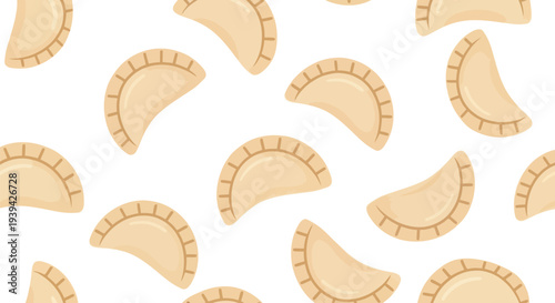 Seamless dumpling food pattern vector illustration with traditional pastry on white background