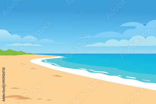 Serene Tropical Beach with Blue Ocean and Sandy Shore